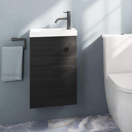 Lifestyle image of Crosswater Alo 400mm Steelwood Wall-Hung Vanity Unit & Basin
